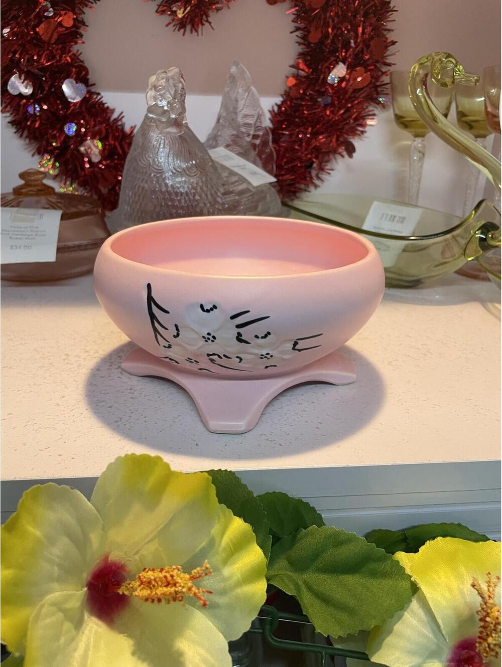 McCoy Vintage Pink Dogwood Planter Mid Century Pottery Floral USA